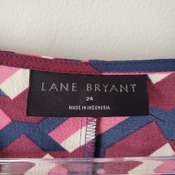 Lane Bryant Women Cross Front Wrap Blouse Top 24 3X Multicolor Geometric NEW - Picture 4 of 12